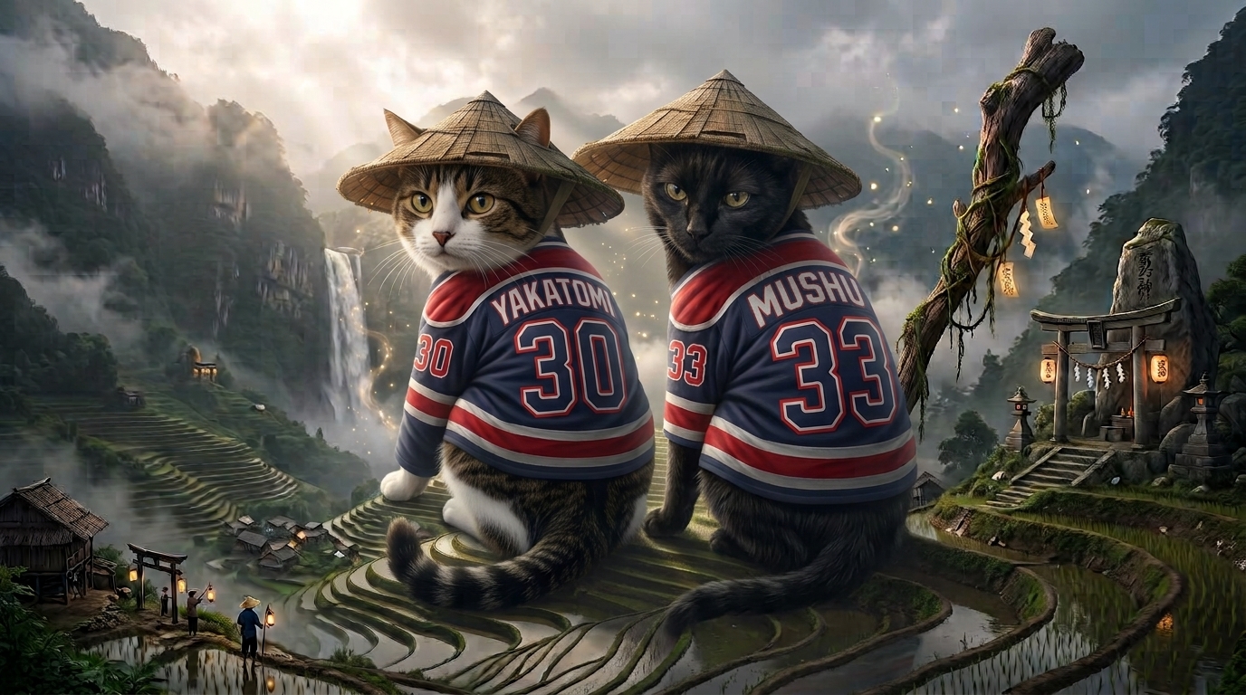 Tonishiwa, the massive god-like cat in the rice fields